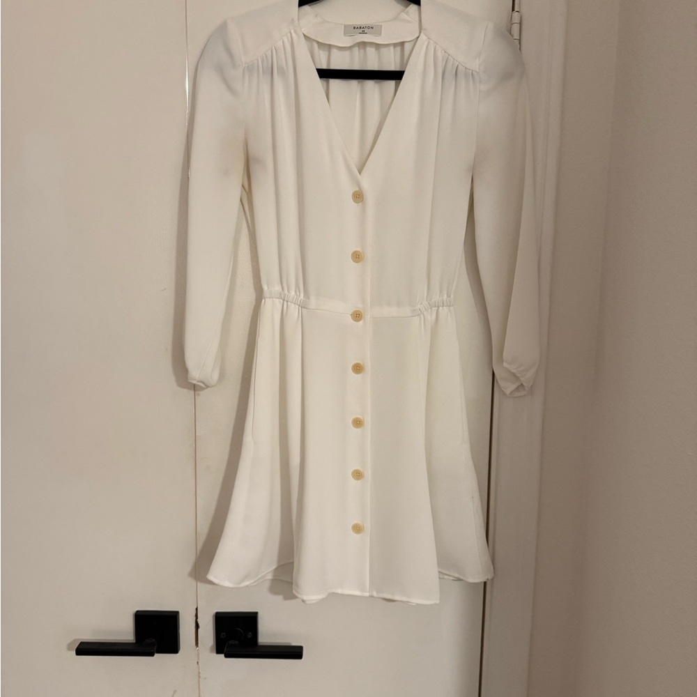 Aritzia Babaton White Mid-Long Sleeve Dress